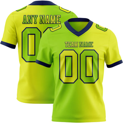 Custom Neon Yellow Neon Green-Navy Mesh Authentic Gradient Fashion Football Jersey - Sky-Custom