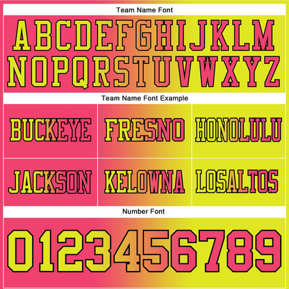 Custom Neon Yellow Neon Pink-Black Mesh Authentic Gradient Fashion Football Jersey - Sky-Custom