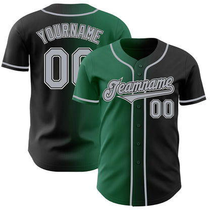 Custom Black Gray-Kelly Green Authentic Gradient Fashion Baseball Jersey - Sky-Custom