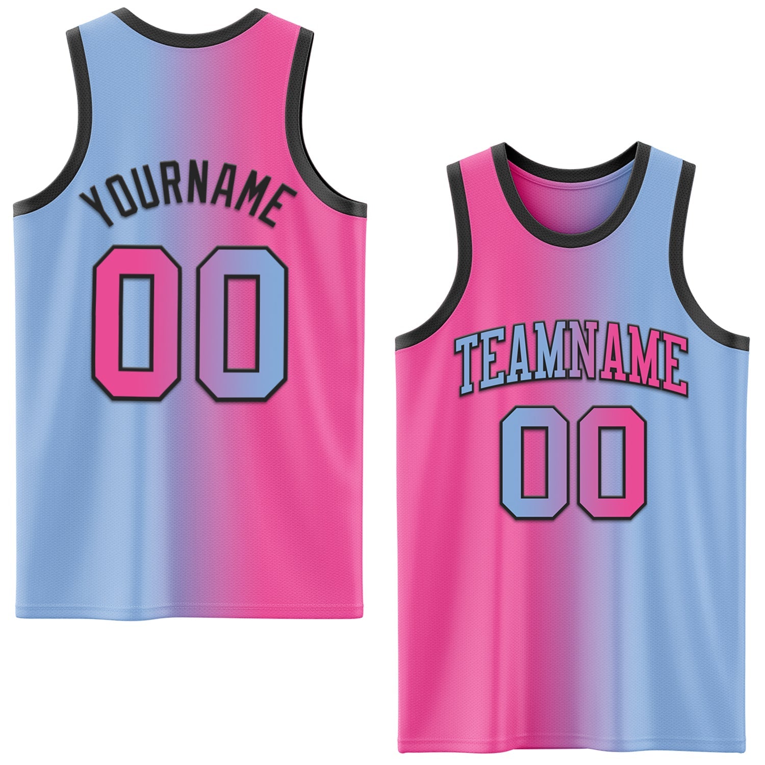 Custom Light Blue Pink-Black Authentic Gradient Fashion Basketball Jersey - Sky-Custom
