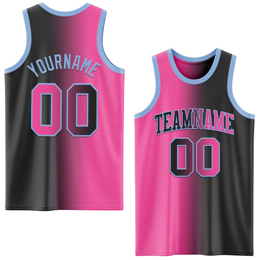 Custom Black Pink-Light Blue Authentic Gradient Fashion Basketball Jersey - Sky-Custom