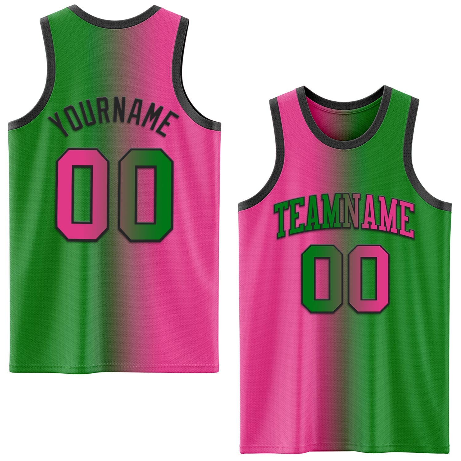 Custom Grass Green Pink-Black Authentic Gradient Fashion Basketball Jersey - Sky-Custom