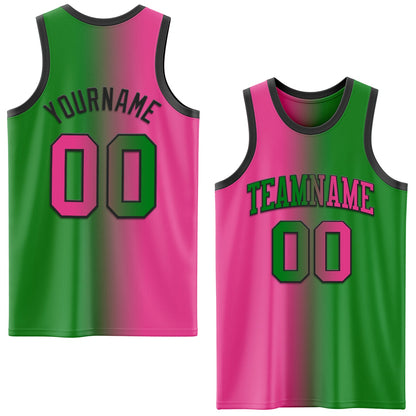 Custom Grass Green Pink-Black Authentic Gradient Fashion Basketball Jersey - Sky-Custom