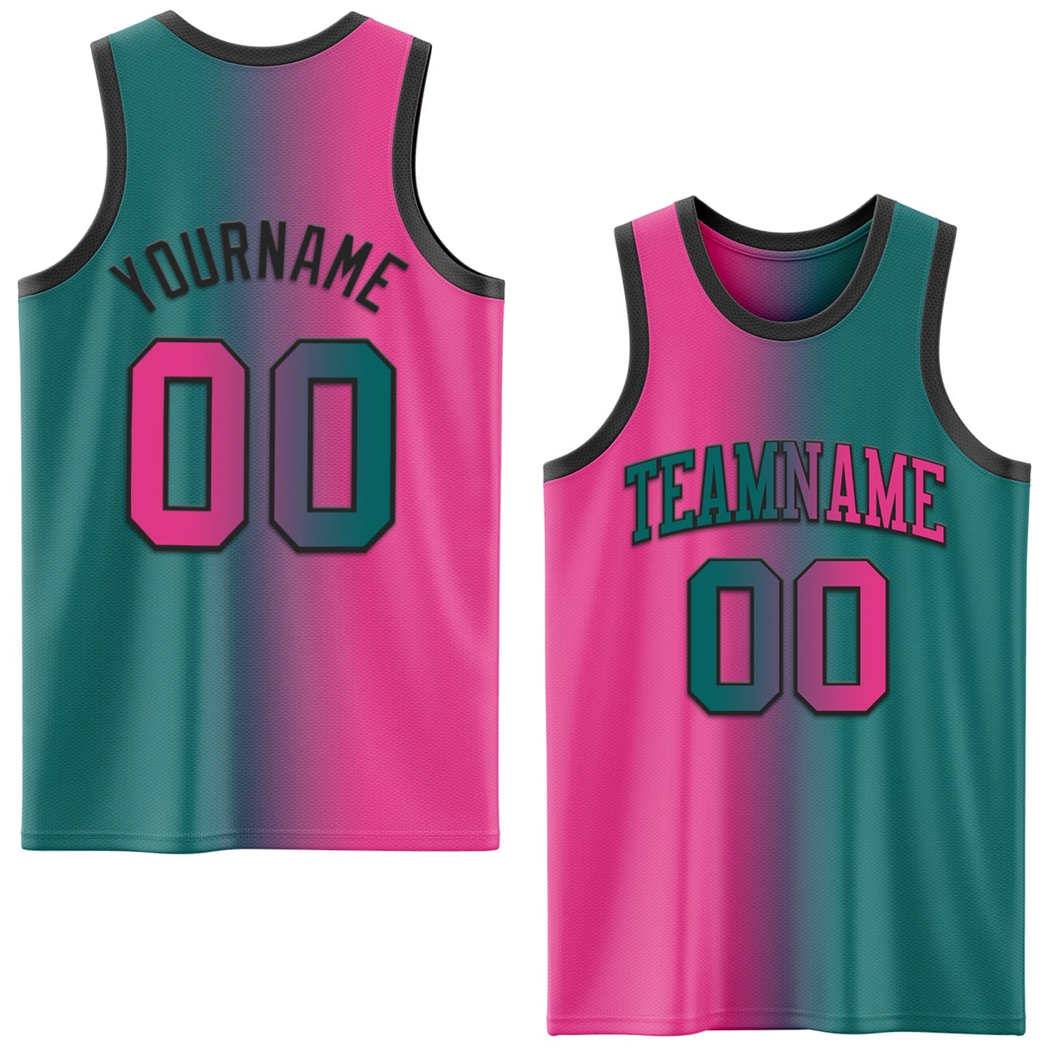 Custom Teal Pink-Black Authentic Gradient Fashion Basketball Jersey - Sky-Custom