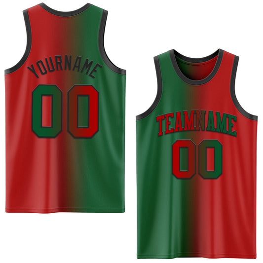 Custom Red Kelly Green-Black Authentic Gradient Fashion Basketball Jersey - Sky-Custom