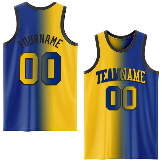 Custom Royal Yellow-Black Authentic Gradient Fashion Basketball Jersey - Sky-Custom