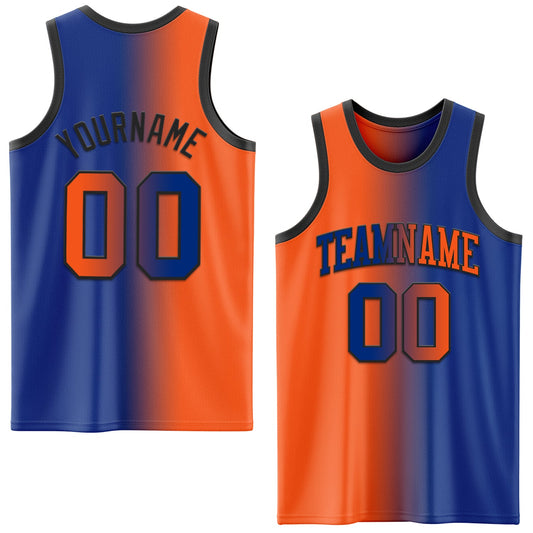 Custom Royal Orange-Black Authentic Gradient Fashion Basketball Jersey - Sky-Custom