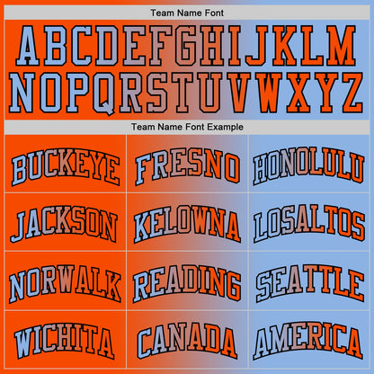 Custom Light Blue Orange-Black Authentic Gradient Fashion Basketball Jersey - Sky-Custom