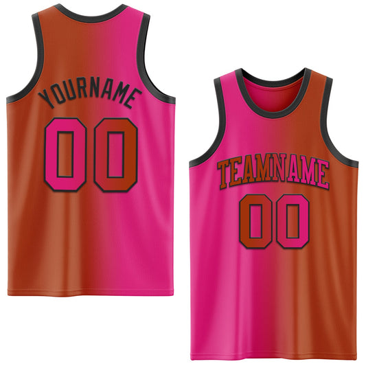 Custom Texas Orange Hot Pink-Black Authentic Gradient Fashion Basketball Jersey - Sky-Custom