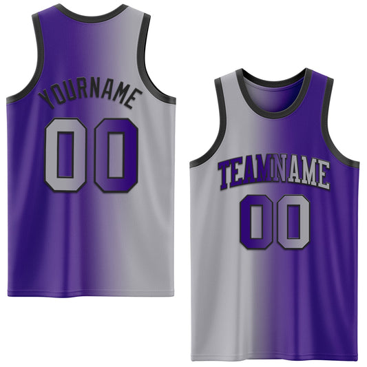 Custom Purple Gray-Black Authentic Gradient Fashion Basketball Jersey - Sky-Custom