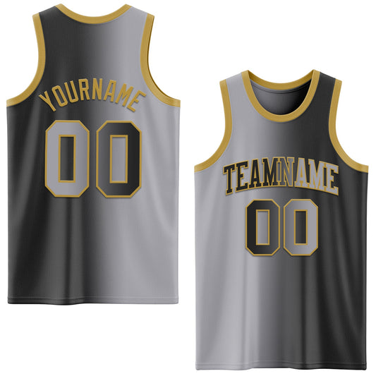 Custom Black Gray-Old Gold Authentic Gradient Fashion Basketball Jersey - Sky-Custom
