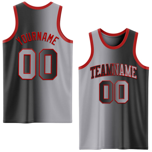 Custom Black Gray-Red Authentic Gradient Fashion Basketball Jersey - Sky-Custom