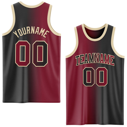Custom Black Crimson-Cream Authentic Gradient Fashion Basketball Jersey - Sky-Custom