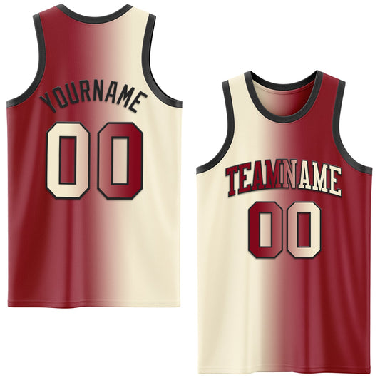 Custom Maroon Cream-Black Authentic Gradient Fashion Basketball Jersey - Sky-Custom