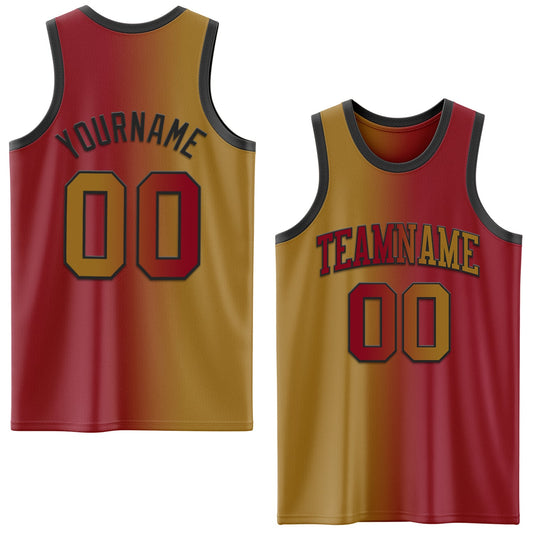 Custom Maroon Old Gold-Black Authentic Gradient Fashion Basketball Jersey - Sky-Custom