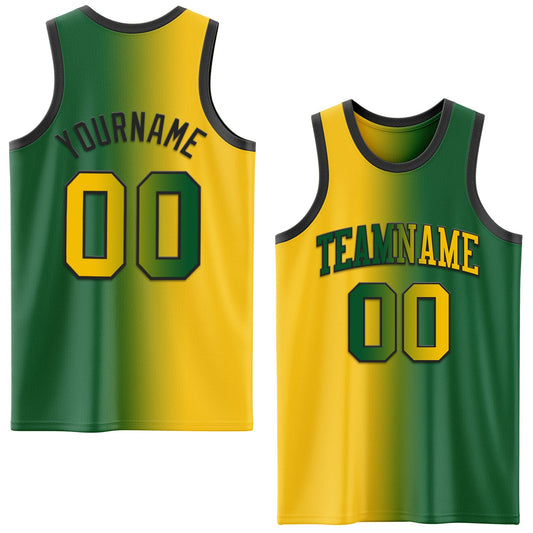 Custom Kelly Green Yellow-Black Authentic Gradient Fashion Basketball Jersey - Sky-Custom
