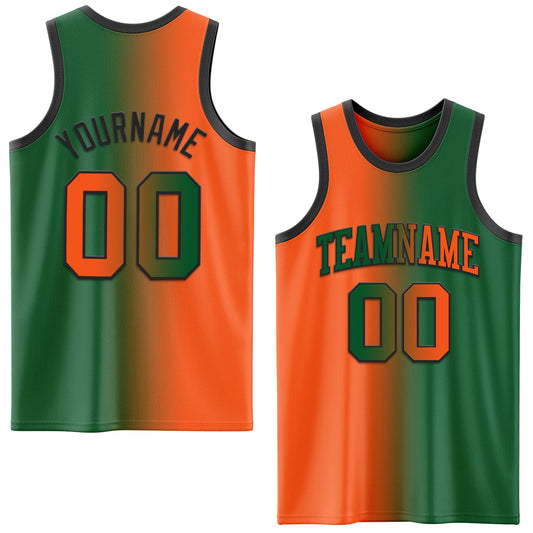 Custom Kelly Green Orange-Black Authentic Gradient Fashion Basketball Jersey - Sky-Custom