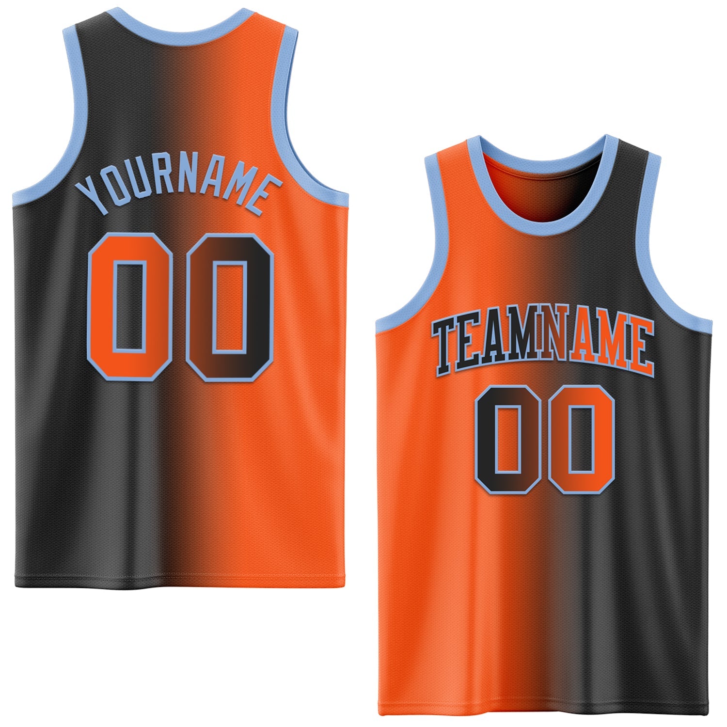 Custom Black Orange-Light Blue Authentic Gradient Fashion Basketball Jersey - Sky-Custom