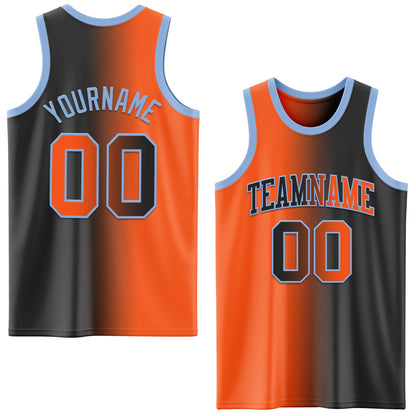 Custom Black Orange-Light Blue Authentic Gradient Fashion Basketball Jersey - Sky-Custom