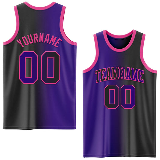 Custom Black Purple-Pink Authentic Gradient Fashion Basketball Jersey - Sky-Custom
