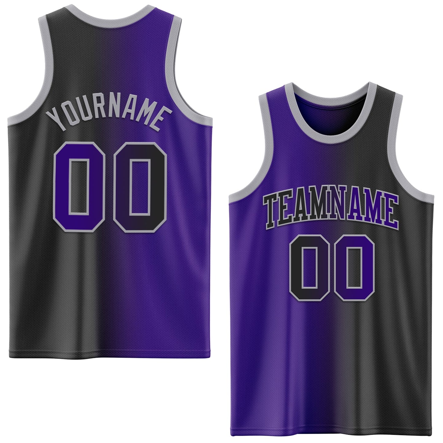 Custom Black Purple-Gray Authentic Gradient Fashion Basketball Jersey - Sky-Custom