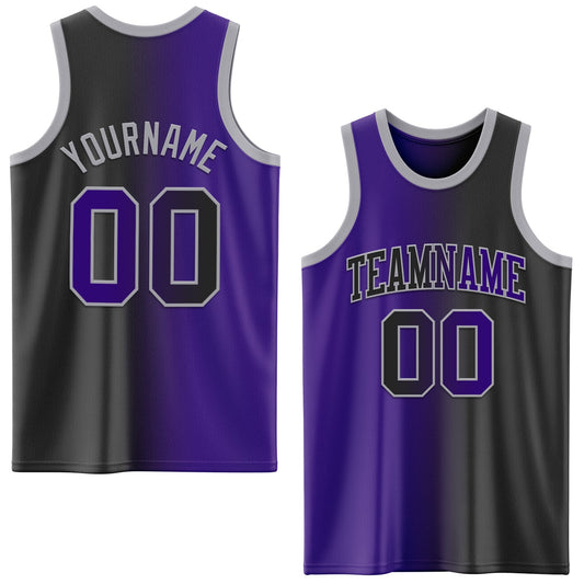Custom Black Purple-Gray Authentic Gradient Fashion Basketball Jersey - Sky-Custom
