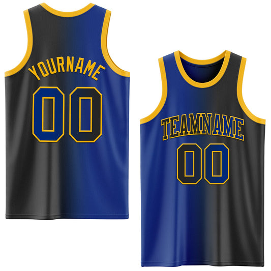 Custom Black Royal-Gold Authentic Gradient Fashion Basketball Jersey - Sky-Custom