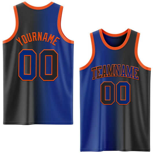 Custom Black Royal-Orange Authentic Gradient Fashion Basketball Jersey - Sky-Custom