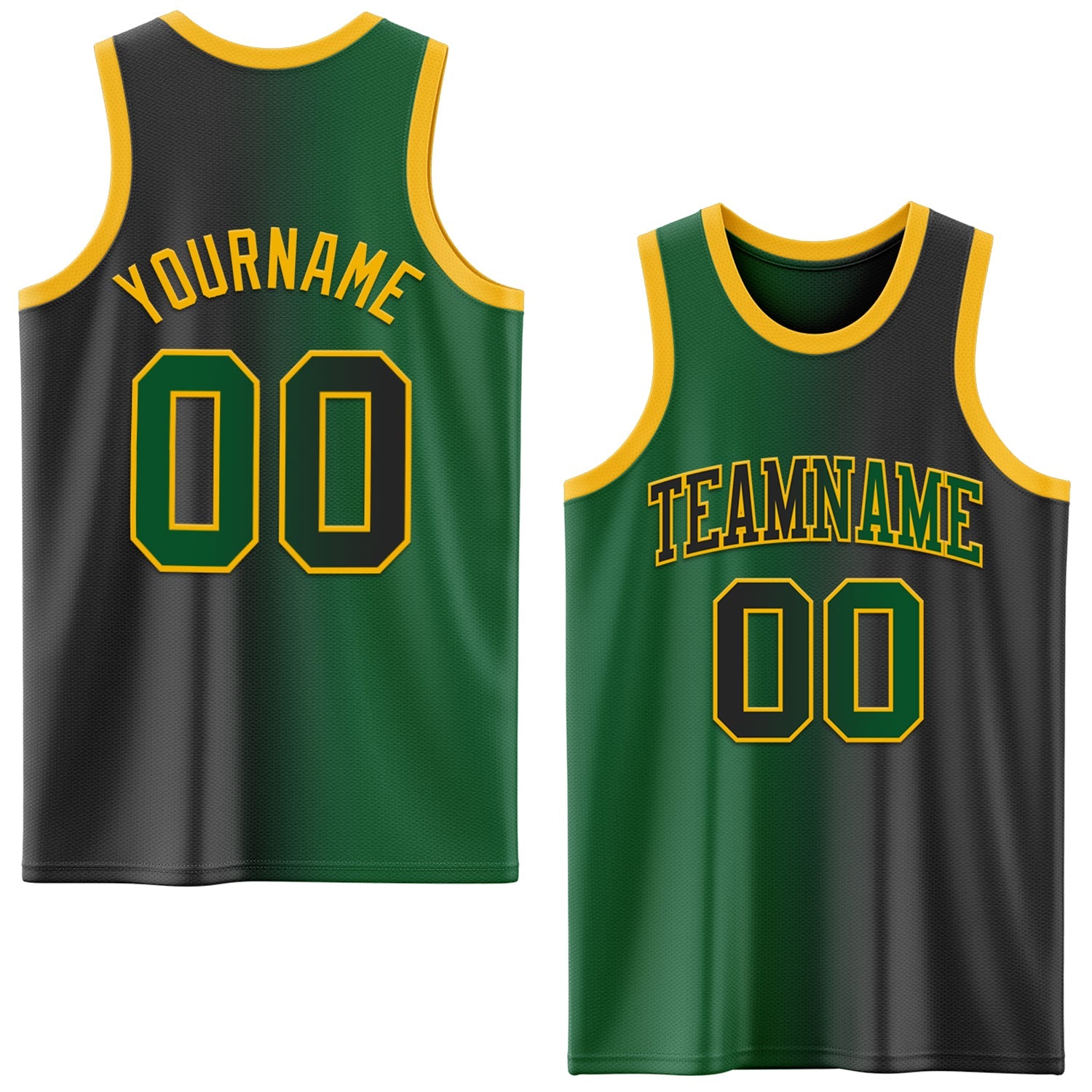 Custom Black Kelly Green-Gold Authentic Gradient Fashion Basketball Jersey - Sky-Custom