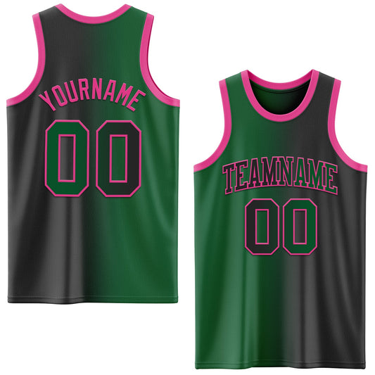 Custom Black Kelly Green-Pink Authentic Gradient Fashion Basketball Jersey - Sky-Custom
