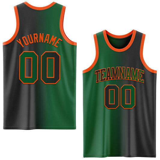 Custom Black Kelly Green-Orange Authentic Gradient Fashion Basketball Jersey - Sky-Custom