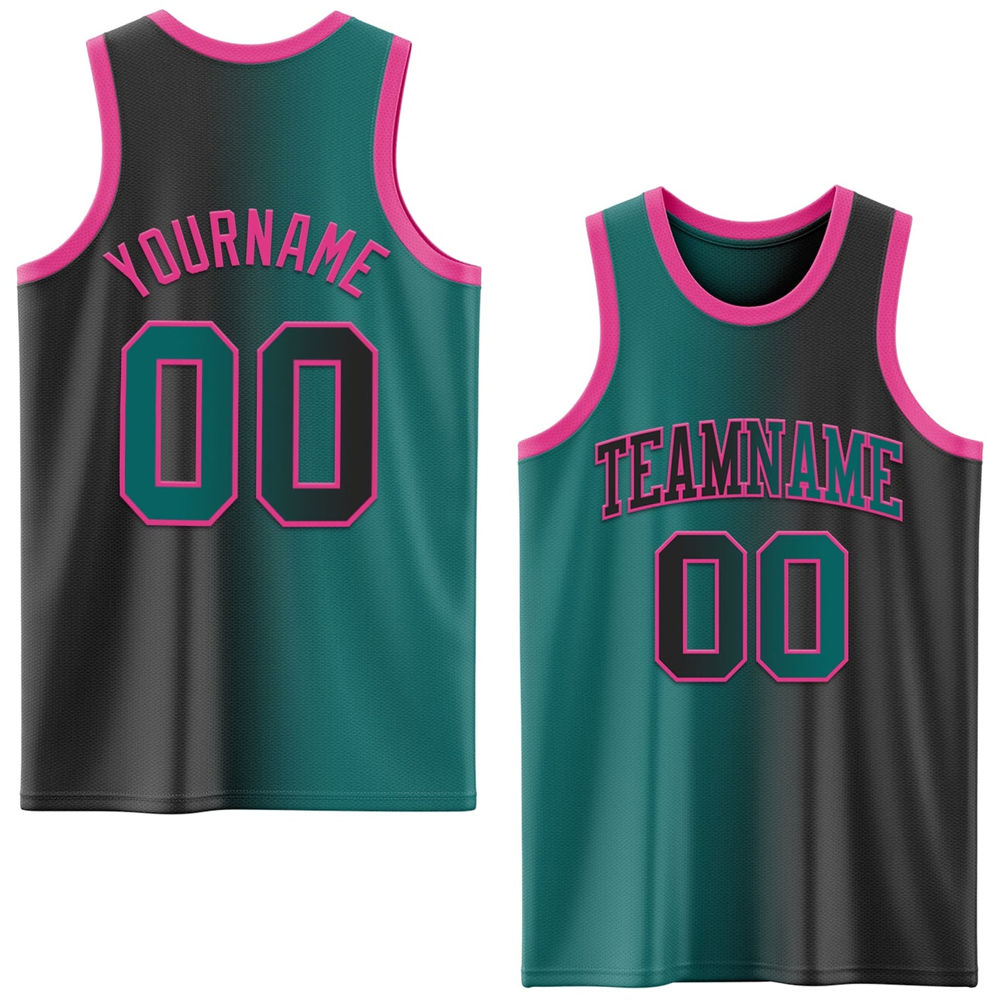 Custom Black Teal-Pink Authentic Gradient Fashion Basketball Jersey - Sky-Custom