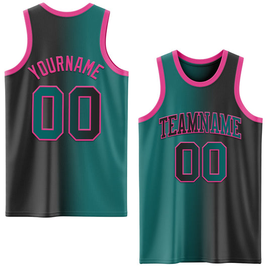 Custom Black Teal-Pink Authentic Gradient Fashion Basketball Jersey - Sky-Custom