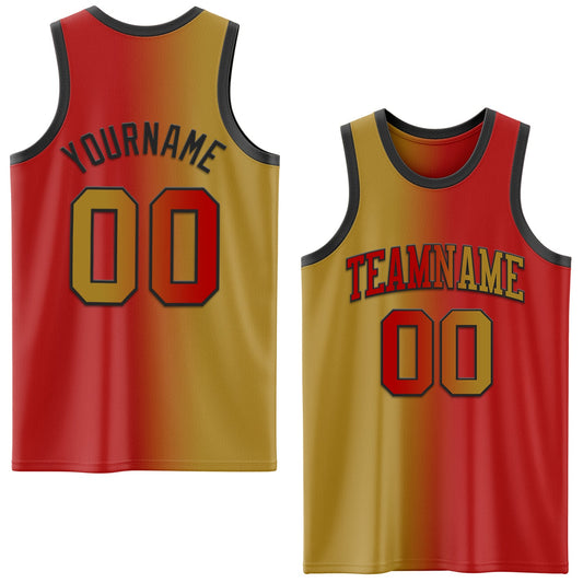 Custom Red Old Gold-Black Authentic Gradient Fashion Basketball Jersey - Sky-Custom
