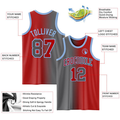 Custom Red Steel Gray-Light Blue Authentic Gradient Fashion Basketball Jersey - Sky-Custom