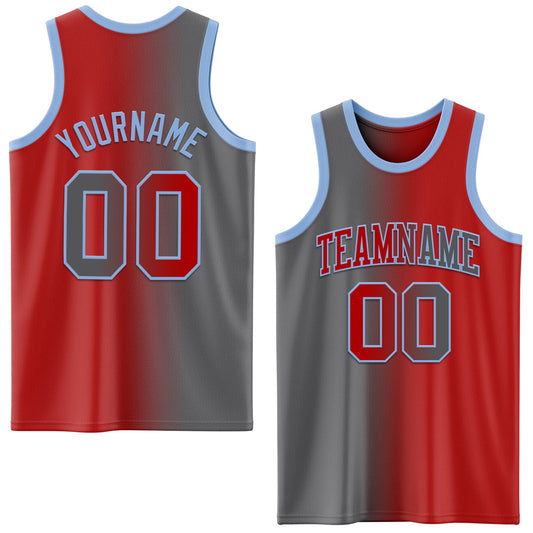 Custom Red Steel Gray-Light Blue Authentic Gradient Fashion Basketball Jersey - Sky-Custom