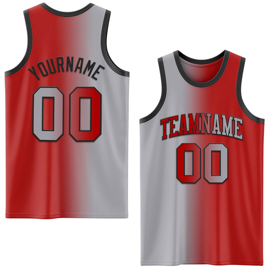 Custom Red Gray-Black Authentic Gradient Fashion Basketball Jersey - Sky-Custom