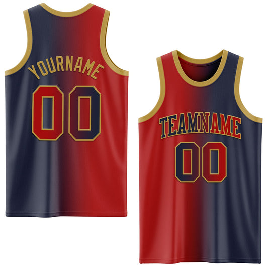Custom Navy Red-Old Gold Authentic Gradient Fashion Basketball Jersey - Sky-Custom