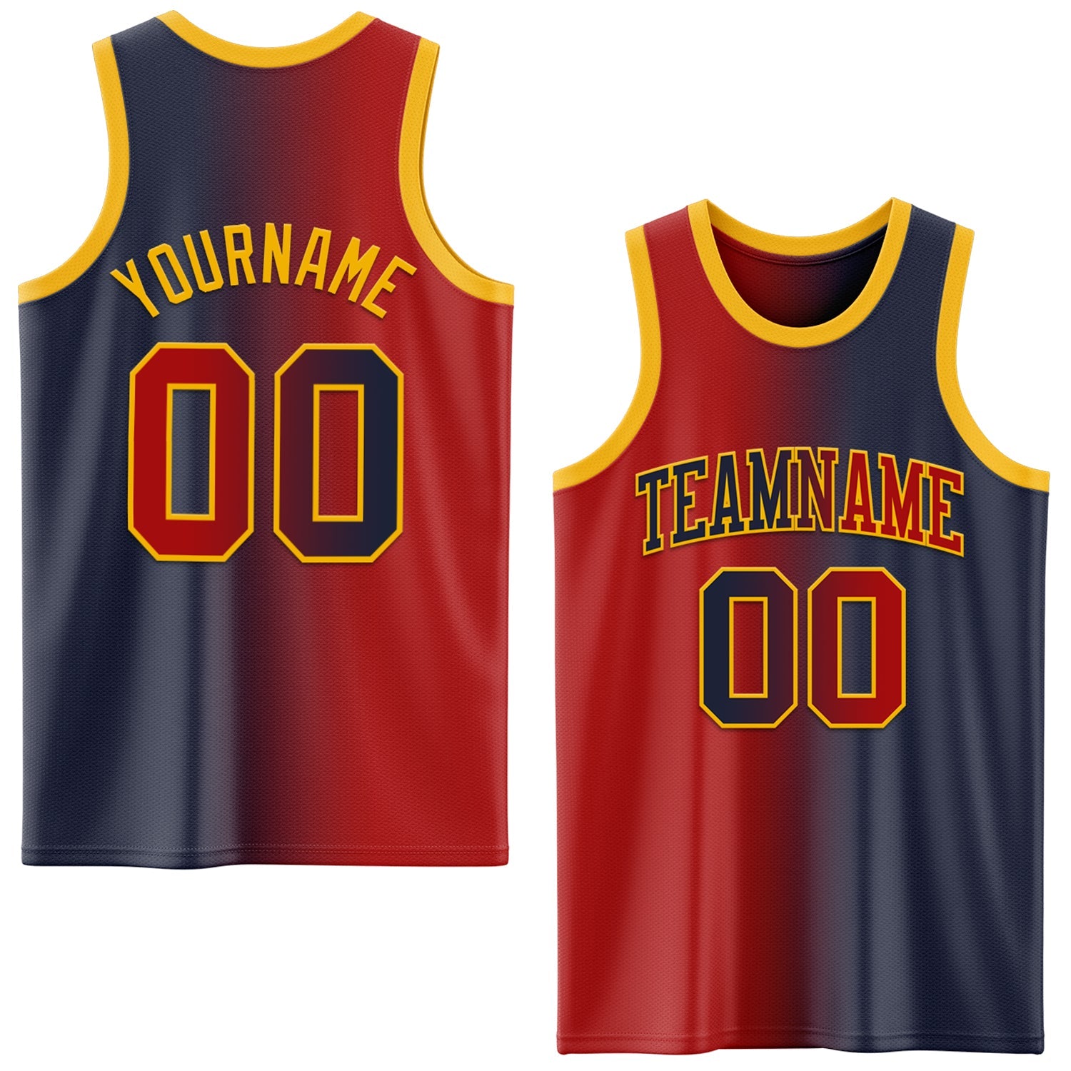 Custom Navy Red-Gold Authentic Gradient Fashion Basketball Jersey - Sky-Custom