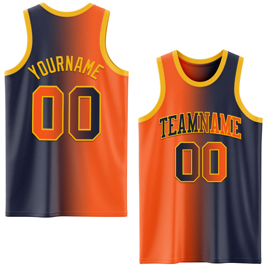 Custom Navy Orange-Gold Authentic Gradient Fashion Basketball Jersey - Sky-Custom
