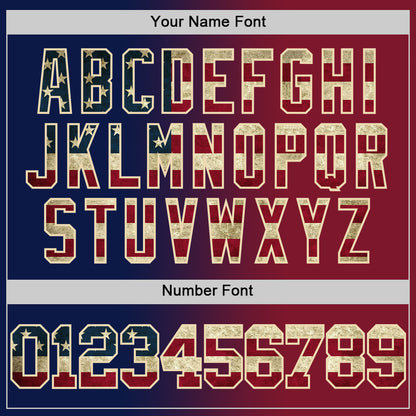 Custom Navy Vintage USA Flag Maroon-Cream Authentic Gradient Fashion Basketball Jersey - Sky-Custom
