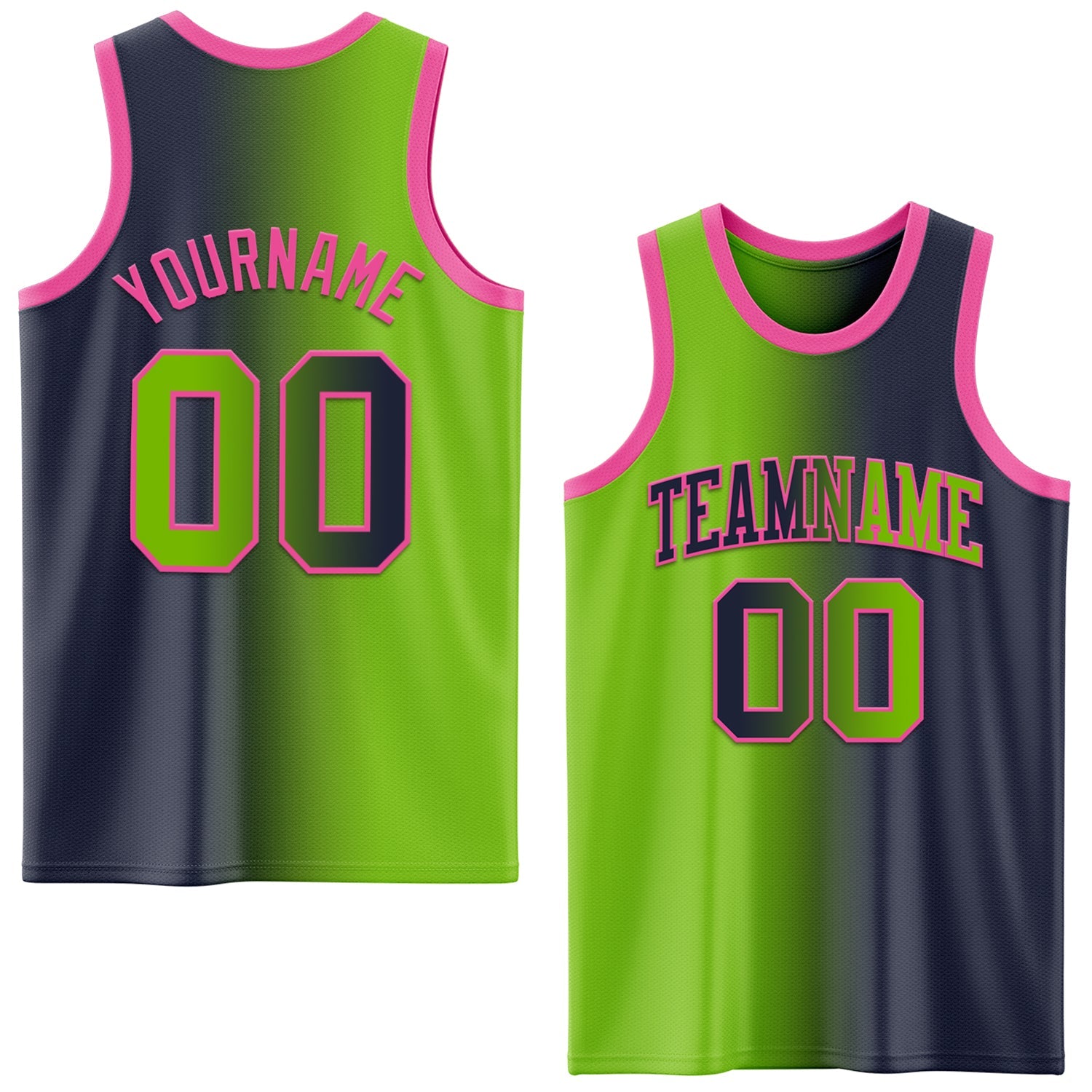 Custom Navy Neon Green-Pink Authentic Gradient Fashion Basketball Jersey - Sky-Custom