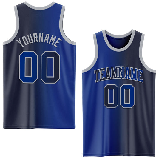 Custom Navy Royal-Gray Authentic Gradient Fashion Basketball Jersey - Sky-Custom