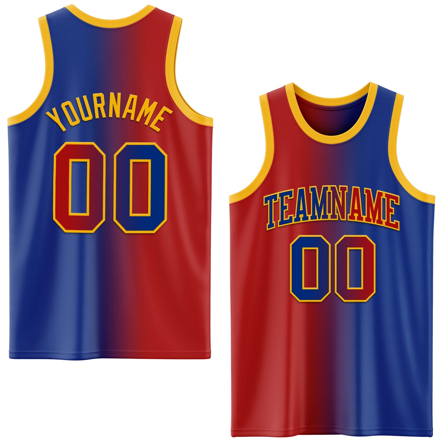 Custom Royal Red-Gold Authentic Gradient Fashion Basketball Jersey - Sky-Custom