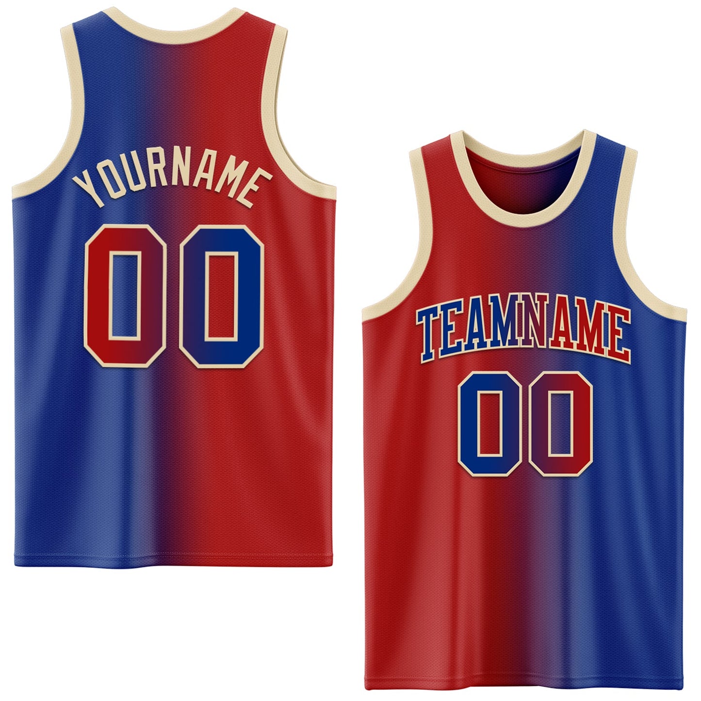 Custom Royal Red-Cream Authentic Gradient Fashion Basketball Jersey - Sky-Custom