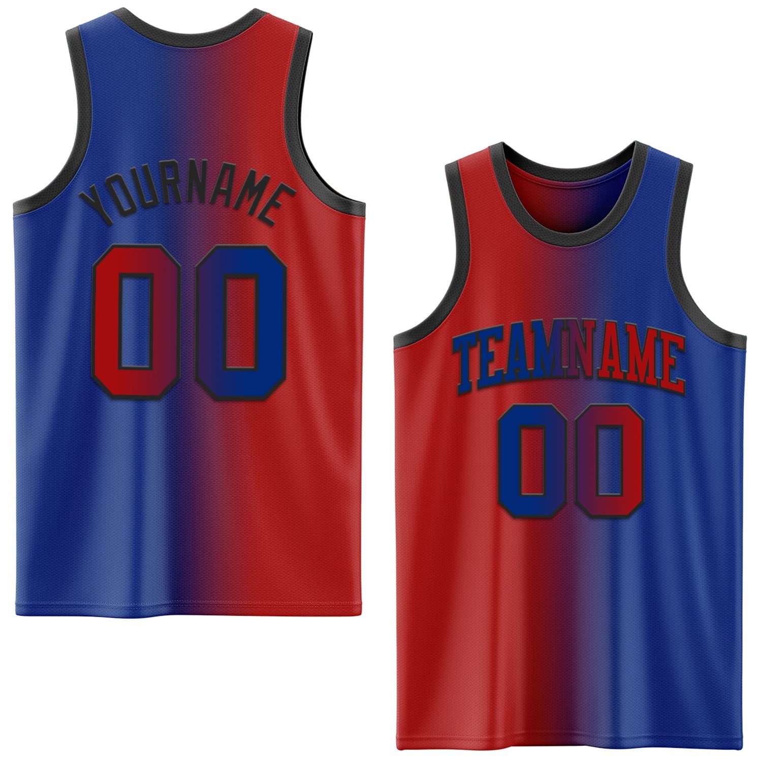 Custom Royal Red-Black Authentic Gradient Fashion Basketball Jersey - Sky-Custom