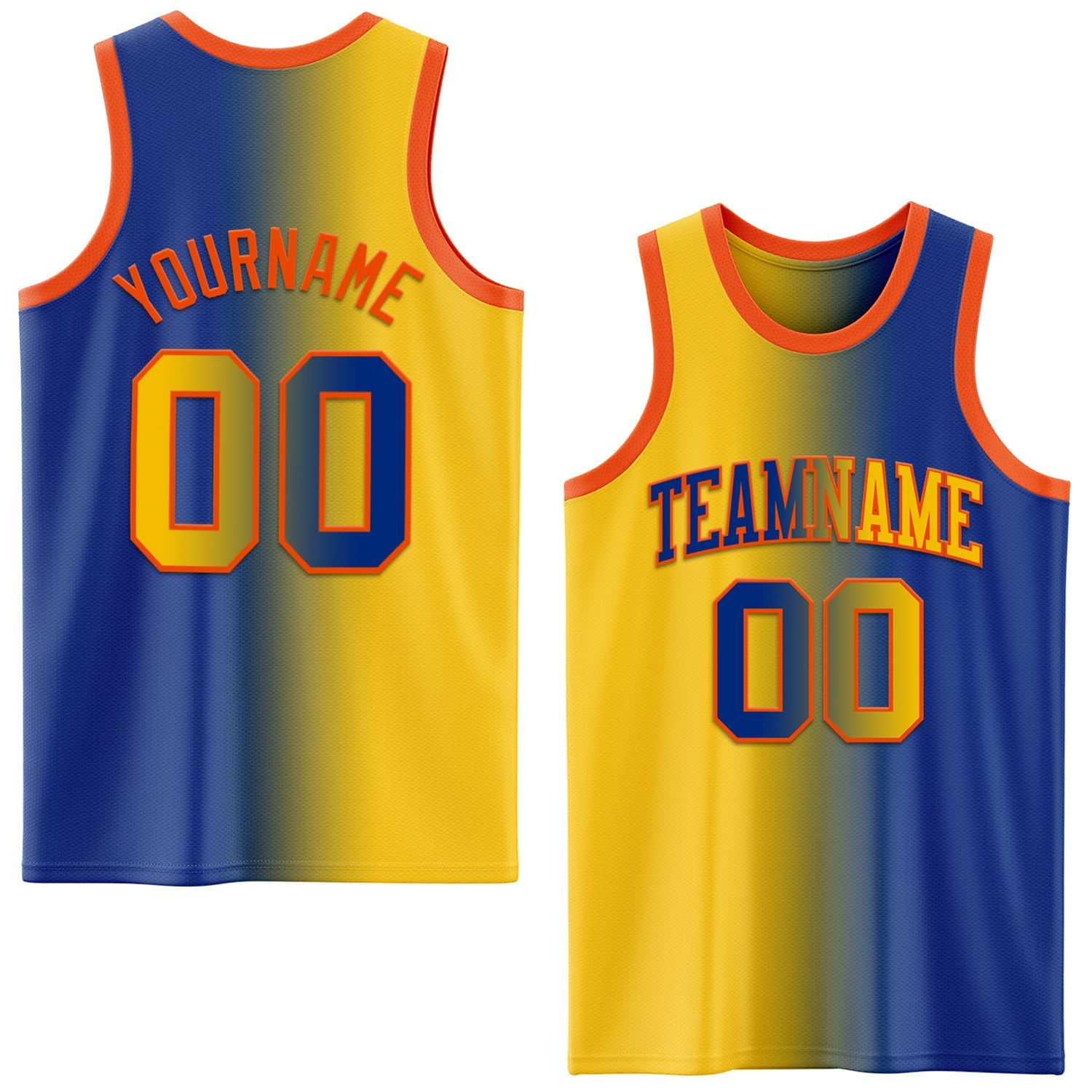 Custom Royal Yellow-Orange Authentic Gradient Fashion Basketball Jersey - Sky-Custom