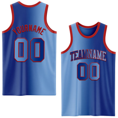 Custom Royal Light Blue-Red Authentic Gradient Fashion Basketball Jersey - Sky-Custom