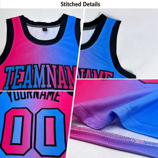 Custom Royal Light Blue-Orange Authentic Gradient Fashion Basketball Jersey - Sky-Custom
