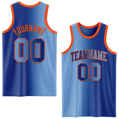 Custom Royal Light Blue-Orange Authentic Gradient Fashion Basketball Jersey - Sky-Custom